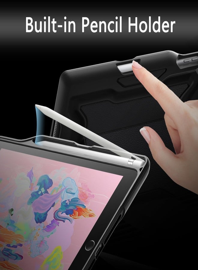 جي تيك جراب JETech لجهاز iPad مقاس 9.7 بوصة 2018/2017 (الجيل السادس/الخامس) مع حامل قلم، وحامل مغناطيسي متعدد الزوايا للحماية، ومقاوم للصدمات (أسود) - Image 4